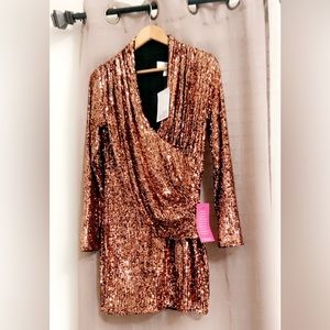 Belle Badgley Mischka Bronze/Gold Sequins Dress